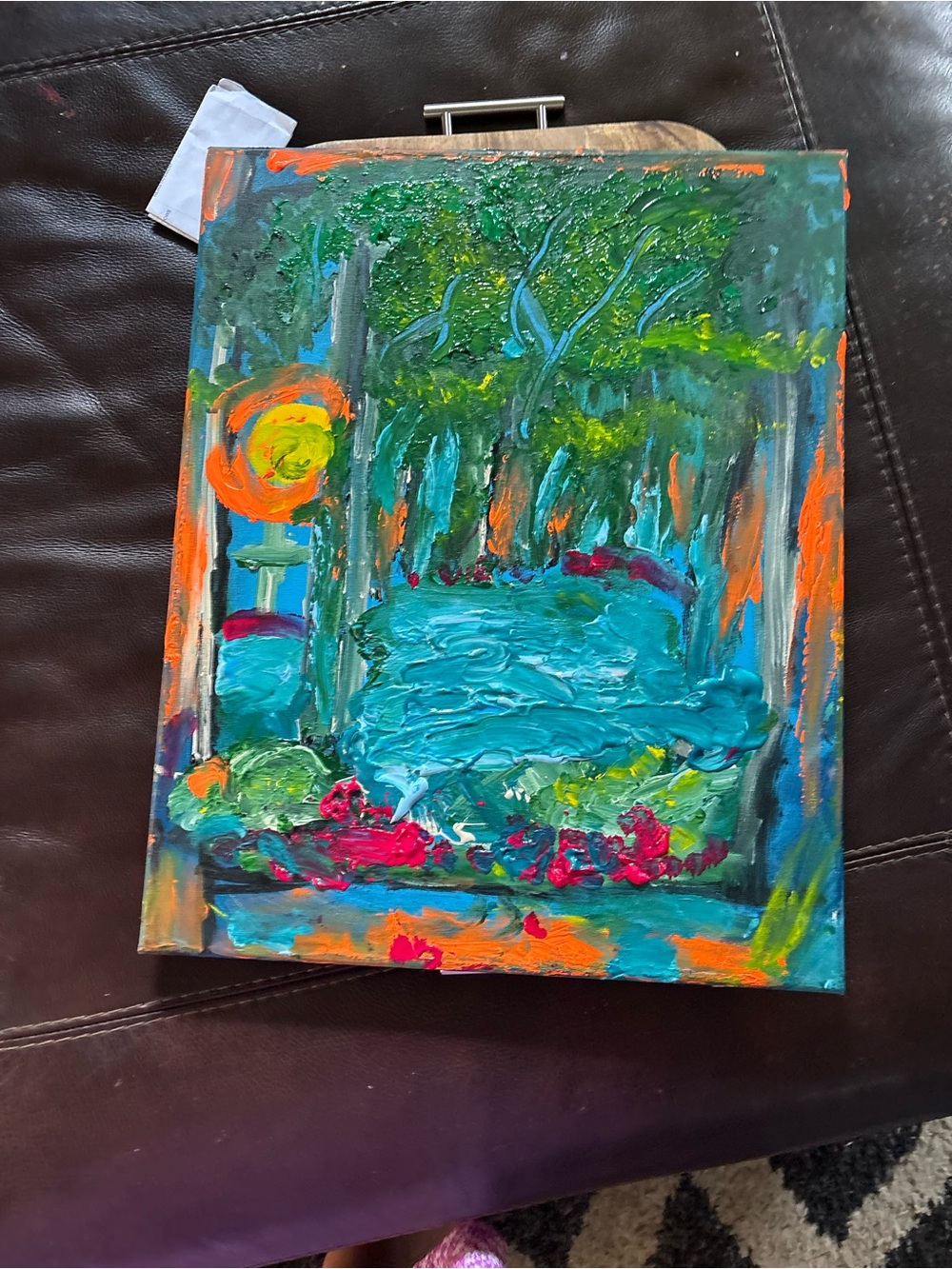 Abstract Garden Landscape Painting - Blue & Green